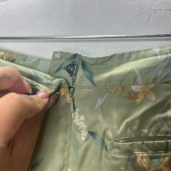 EP Pro 100% Silk Green Yellow & Cream Floral Golf Mini Skirt Skort 4 - Picture 4 of 8